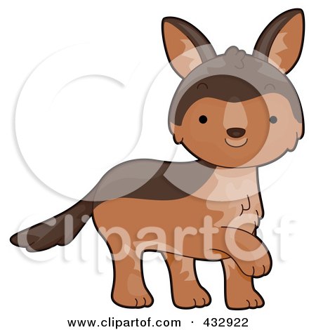 Royalty-Free (RF) Clipart Illustration of a Cute Walking Baby Jackal by BNP Design Studio