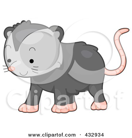 Royalty-Free (RF) Clipart Illustration of a Cute Baby Opossum by BNP Design Studio