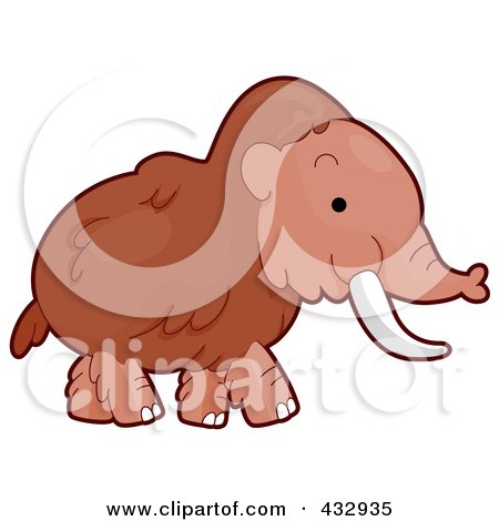 Royalty-Free (RF) Clipart Illustration of a Cute Baby Woolly Mammoth by BNP Design Studio