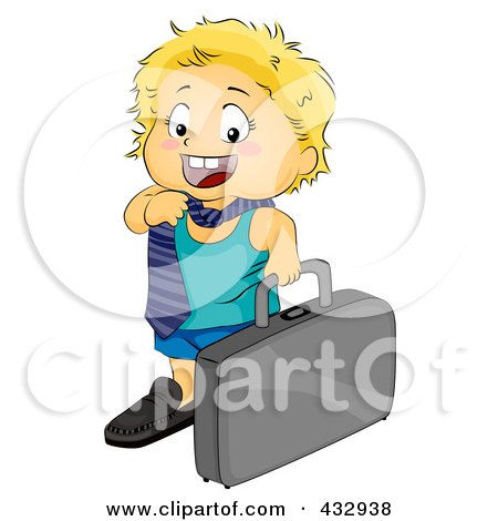 Royalty-Free (RF) Clipart Illustration of a Little Boy Wearing A Tie And Carrying A Briefcase by BNP Design Studio
