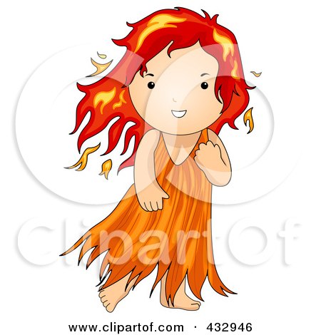 Royalty-Free (RF) Clipart Illustration of a Cute Fairy With Fiery Hair by BNP Design Studio