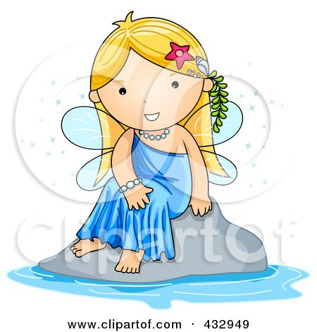 Royalty-Free (RF) Clipart Illustration of a Cute Fairy Sitting By Water by BNP Design Studio