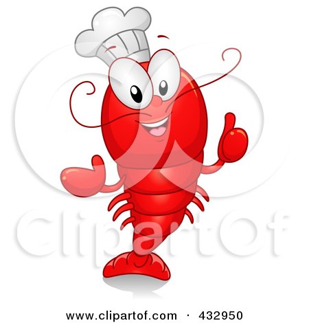 Royalty-Free (RF) Clipart Illustration of a Lobster Chef Holding A Thumb Up by BNP Design Studio
