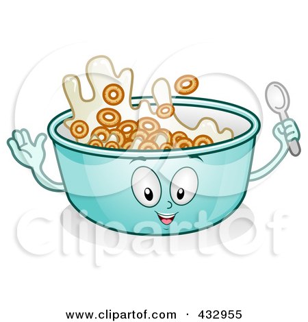 Royalty-Free (RF) Clipart Illustration of a Bowl Of Cereal Character Gesturing by BNP Design Studio
