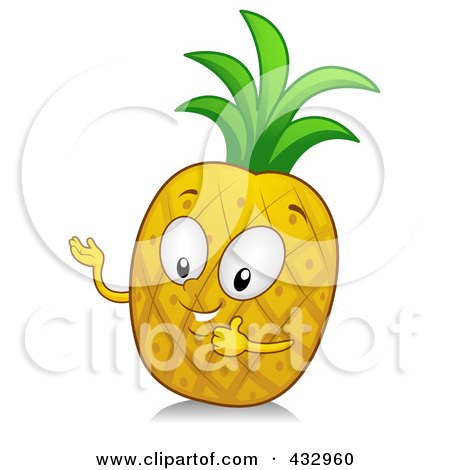 Royalty-Free (RF) Clipart Illustration of a Gesturing Pineapple Character by BNP Design Studio