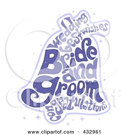 Royalty-Free (RF) Clipart Illustration of a Bell Made Of Happy Marriage Text by BNP Design Studio
