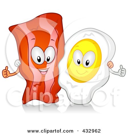 Royalty-Free (RF) Clipart Illustration of Bacon And Egg Characters Gesturing by BNP Design Studio