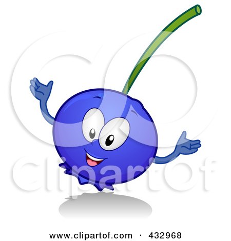 Royalty-Free (RF) Clipart Illustration of a Happy Blueberry Character by BNP Design Studio
