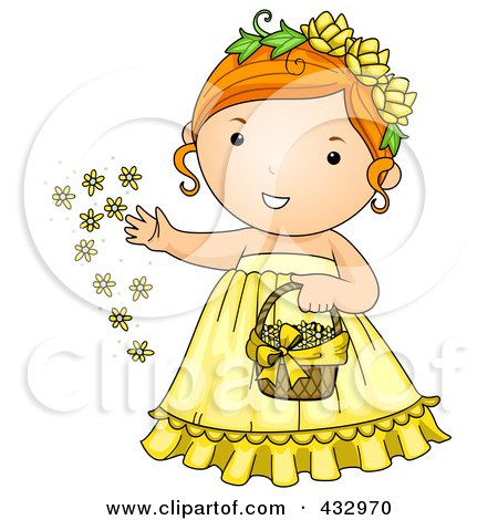 Royalty-Free (RF) Clipart Illustration of a Flower Girl In A Yellow Dress by BNP Design Studio