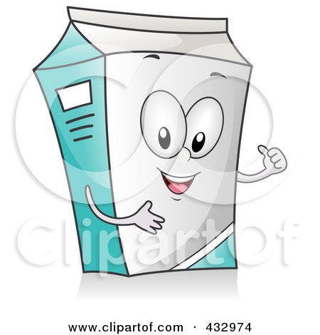 Royalty-Free (RF) Clipart Illustration of a Milk Carton Character Gesturing by BNP Design Studio