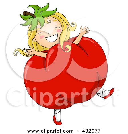 Royalty-Free (RF) Clipart Illustration of a Happy Girl Dancing In A Tomato Costume by BNP Design Studio