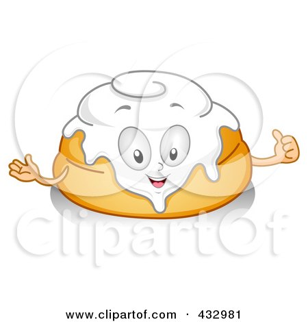 Royalty-Free (RF) Clipart Illustration of a Cinnamon Roll Character Gesturing by BNP Design Studio
