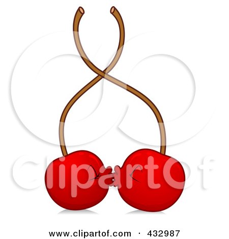 Royalty-Free (RF) Clipart Illustration of Two Kissing Cherries by BNP Design Studio