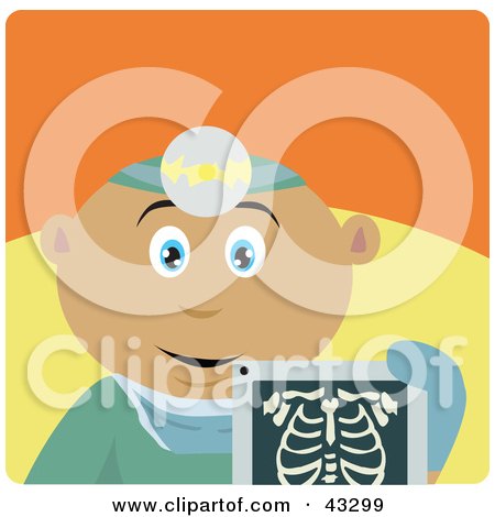 Clipart Illustration of a Latin American Radiologist Man Holding An Xray by Dennis Holmes Designs