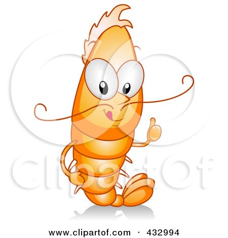 Royalty-Free (RF) Clipart Illustration of a Shrimp Character Gesturing by BNP Design Studio