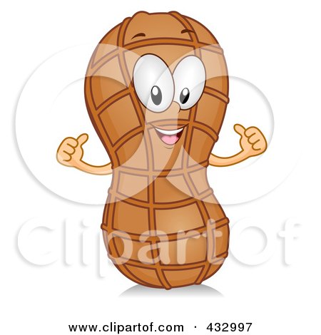 Royalty-Free (RF) Clipart Illustration of a Peanut Character Gesturing by BNP Design Studio