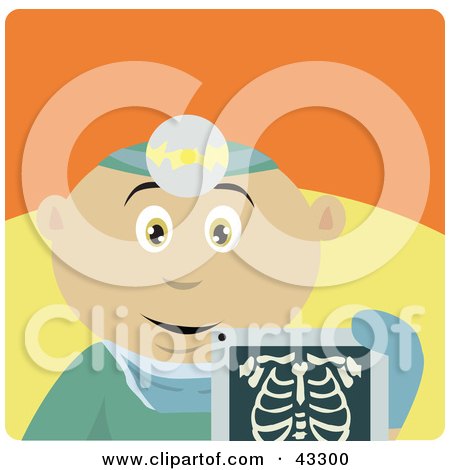 Clipart Illustration of a Mexican Radiologist Man Holding An Xray by Dennis Holmes Designs