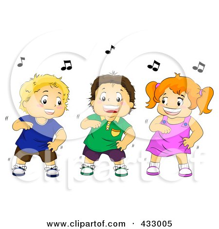 Royalty-Free (RF) Clipart Illustration of a Girl And Two Boys Dancing Together by BNP Design Studio