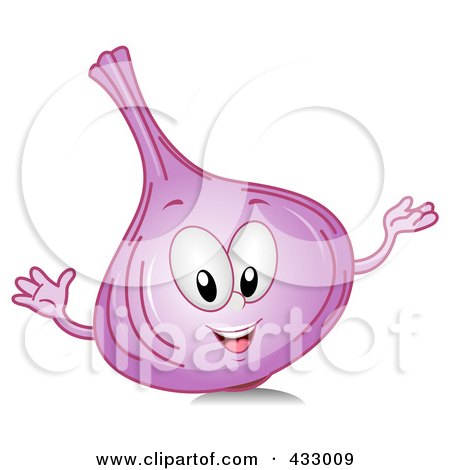 Royalty-Free (RF) Clipart Illustration of a Purple Onion Character Gesturing by BNP Design Studio