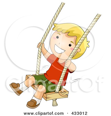 Royalty-Free (RF) Clipart Illustration of a Happy Boy Playing On A Swing by BNP Design Studio