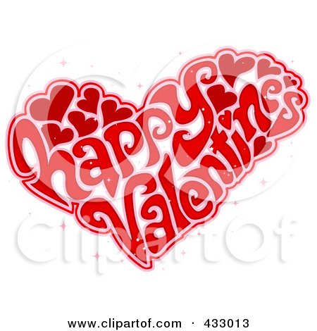 Royalty-Free (RF) Clipart Illustration of a Heart Made Of Happy Happy Valentines Text by BNP Design Studio