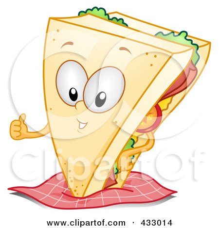 Royalty-Free (RF) Clipart Illustration of a Sandwich Character Gesturing by BNP Design Studio