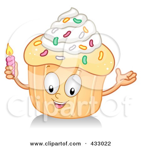 Royalty-Free (RF) Clipart Illustration of a Cupcake Character Gesturing - 2 by BNP Design Studio