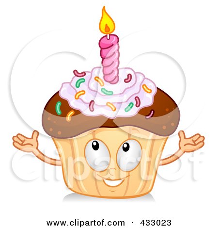 Royalty-Free (RF) Clipart Illustration of a Cupcake Character Gesturing - 1 by BNP Design Studio