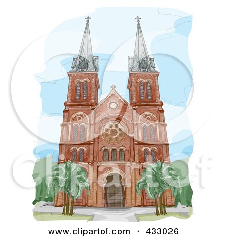 Royalty-Free (RF) Clipart Illustration of a Sketch Of A Cathedral by BNP Design Studio