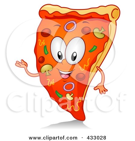 Royalty-Free (RF) Clipart Illustration of a Pizza Character Gesturing by BNP Design Studio