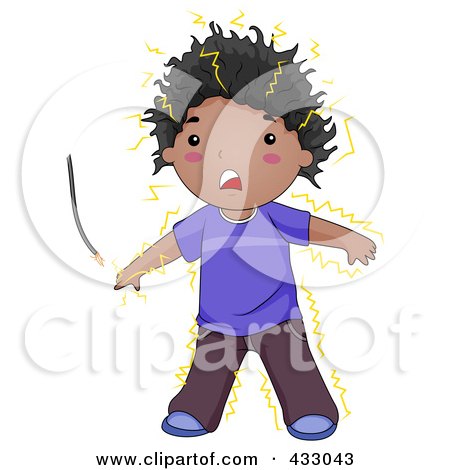 Royalty-Free (RF) Clipart Illustration of a Boy Being Electrocuted by BNP Design Studio
