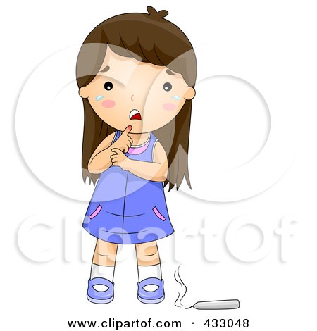 Royalty-Free (RF) Clipart Illustration of a Girl Crying After Being Burnt From A Candle by BNP Design Studio