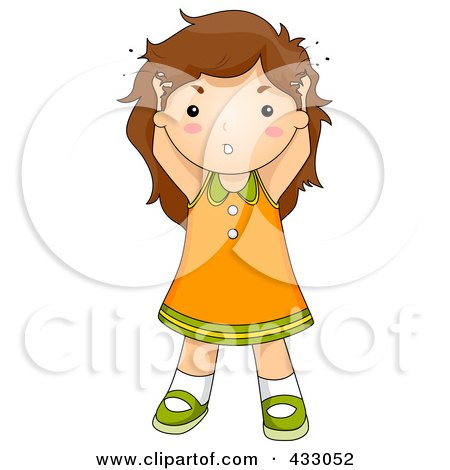 Royalty-Free (RF) Clipart Illustration of a Girl Sctraching Her Hair by BNP Design Studio