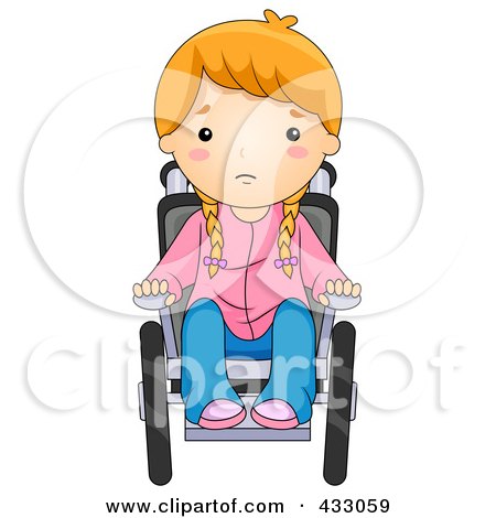 Royalty-Free (RF) Clipart Illustration of a Sick Girl In A Wheelchair by BNP Design Studio