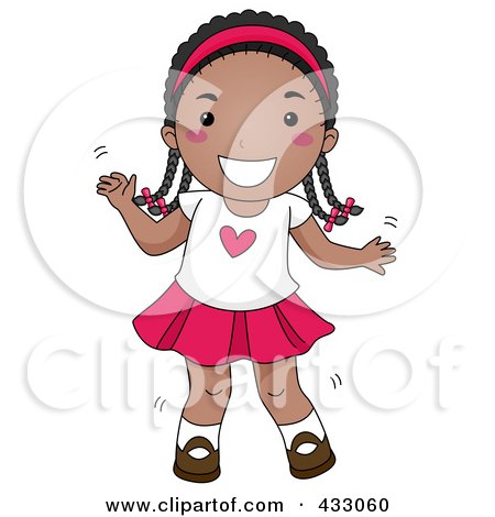 Royalty-Free (RF) Clipart Illustration of a Happy Black Girl Dancing by BNP Design Studio
