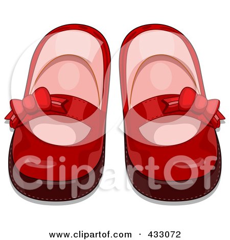 Royalty-Free (RF) Clipart Illustration of a Pair Of Red Girl Baby Shoes by BNP Design Studio