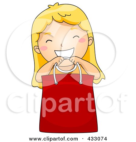Royalty-Free (RF) Clipart Illustration of a Girl Holding A Shopping Bag by BNP Design Studio
