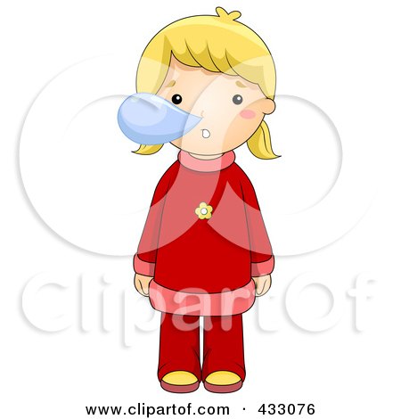 Royalty-Free (RF) Clipart Illustration of a Sick Girl With Snot by BNP Design Studio