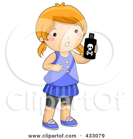 Royalty-Free (RF) Clipart Illustration of a Girl Holding A Bottle Of Poison by BNP Design Studio