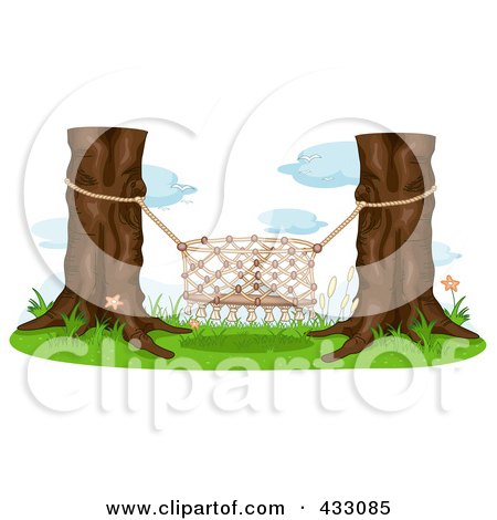 Royalty-Free (RF) Clipart Illustration of a Hammock Suspended Between Two Mature Trees by BNP Design Studio