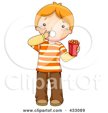 Royalty-Free (RF) Clipart Illustration of a Boy Breaking Out In Hives After Eating Something He's Allergic To by BNP Design Studio