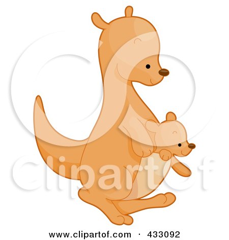 Royalty-Free (RF) Clipart Illustration of a Cute Baby And Mommy Kangaroo by BNP Design Studio