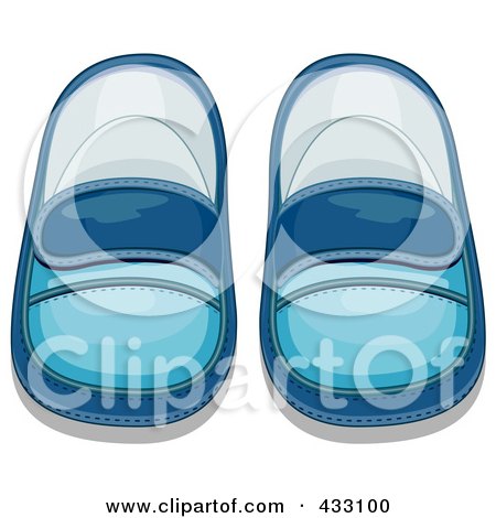 Royalty-Free (RF) Clipart Illustration of a Pair Of Blue Boy's Baby Shoes - 2 by BNP Design Studio