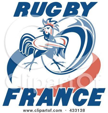 Royalty-Free (RF) Clipart Illustration of a Mad Rooster With Rugby France Text by patrimonio