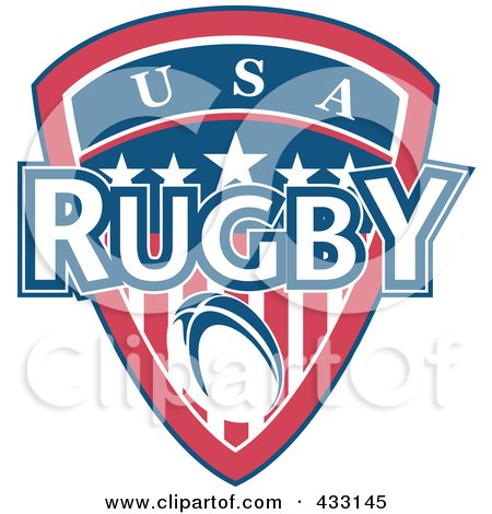 Royalty-Free (RF) Clipart Illustration of a Rugby USA Shield by patrimonio