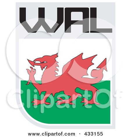 Royalty-Free (RF) Clipart Illustration of a Rugby Flag For Wales by patrimonio
