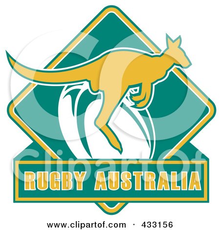 Royalty-Free (RF) Clipart Illustration of Rugby Australia Text With A Kangaroo - 3 by patrimonio