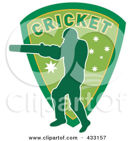 Royalty-Free (RF) Clipart Illustration of a Silhouetted Batsman Hitting A Ball - 3 by patrimonio