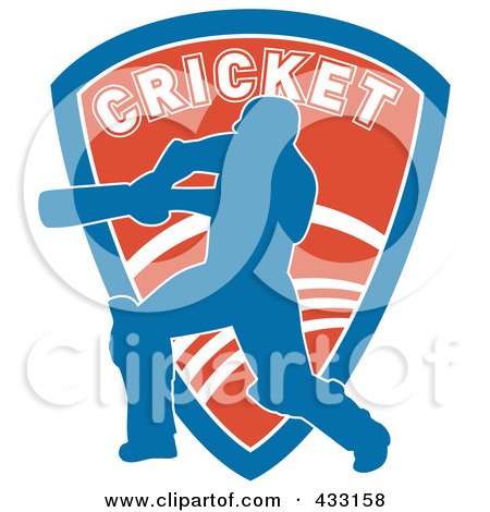 Royalty-Free (RF) Clipart Illustration of a Silhouetted Batsman Hitting A Ball - 8 by patrimonio