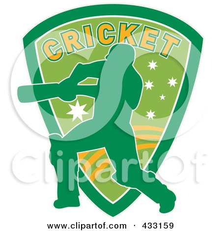 Royalty-Free (RF) Clipart Illustration of a Silhouetted Batsman Hitting A Ball - 10 by patrimonio